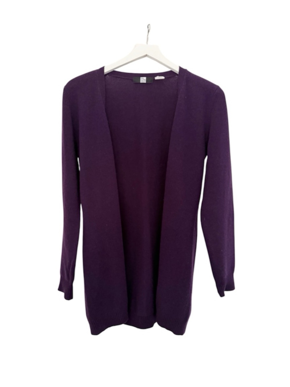 Saks Fifth Avenue Cashmere Cardigan Long Line Purple Sweater Size Large